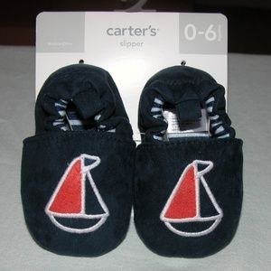 Carter’s Blue Boat Design Boys Slippers New/0-6